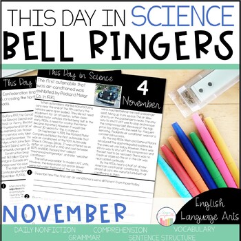 Preview of Science Bell Ringer and Warmups | November Morning Work | Daily Language