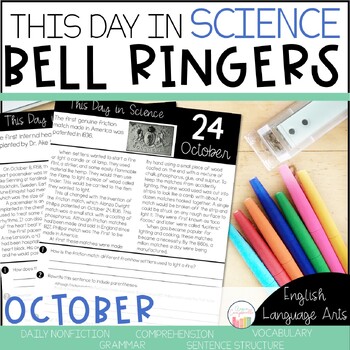 Preview of Science Bell Ringer and Warmups | October Morning Work | Daily Language