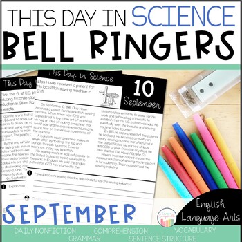 Preview of Science Bell Ringer and Warmups | September Morning Work | Daily Language