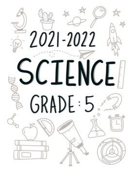 Preview of Science Binder Cover Fifth Grade