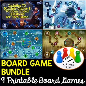 Preview of Science Board Games Bundle - 8 Themed Board Games with 140 Cards for Each Game