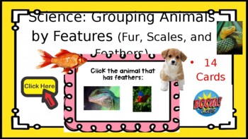 Preview of Science Boom Cards:Grouping Animals by Features (Fur, Scales, and Feathers) SKL2