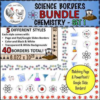 Preview of Science Borders BUNDLE: Chemistry - Set 1 {Portrait Page & Landscape Slide}