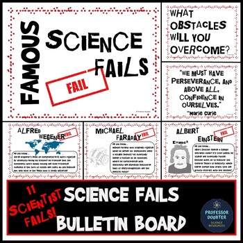 Preview of Science Bulletin Board Famous Scientist Fails Growth Mindset Back to School