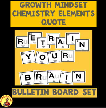 Preview of Science Bulletin Board “RETRAIN YOUR BRAIN” Elements Growth Mindset Quote