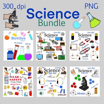 Preview of Science Bundle! Clip art Commercial use. physical, science, electricity magnets.