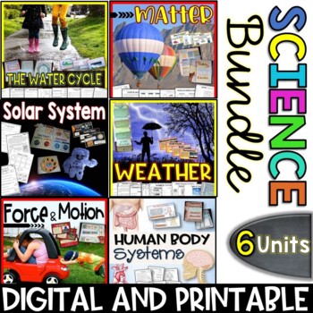 Preview of Grades 4-6 Science Bundle- Weather, Matter, Solar System, Human Body,Water Cycle