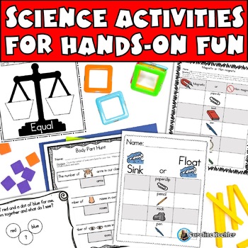 Preview of Kindergarten Science Worksheets STEM Experiments Sink Float Mixing Colors Magnet