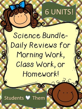 Preview of Science Bundle-Unit Daily Reviews for Morning Work, Class Work, or Homework