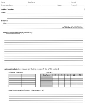 Preview of Science CER Form (Normal Word version)