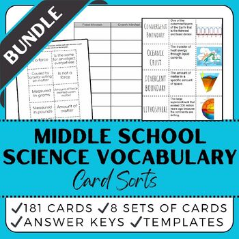 Preview of Middle School Science Vocabulary Card Sorts