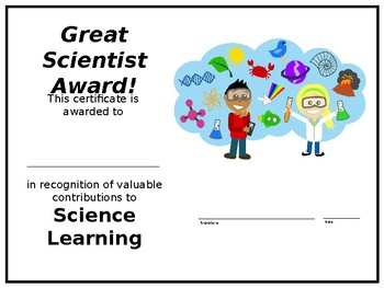 Preview of Science Certificates