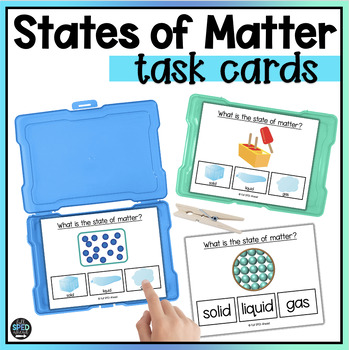 Preview of Science States of Matter Properties Identification Task Cards Special Education