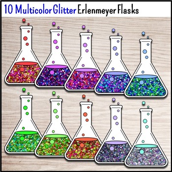 Science Chemistry Clip Art - 30 Glitter Erlenmeyer Flasks {Commercial ...
