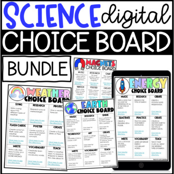 Preview of Science Choice Board Bundle - Science No-Prep Activities 