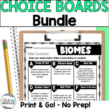 Preview of Science Choice Boards *BUNDLE*  - Science Menus and Activities & Centers