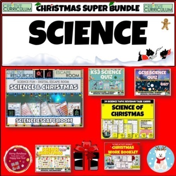 Preview of Science Christmas Fun Quiz, Escape Room , Work Booklet, Craft