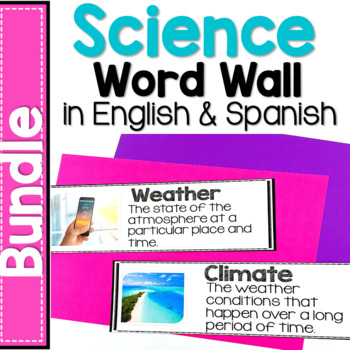 Preview of Science Ciencias Vocabulary Word Wall Bundle in English & Spanish