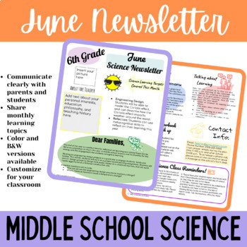 Newsletter Templates For Science Teaching Resources Tpt