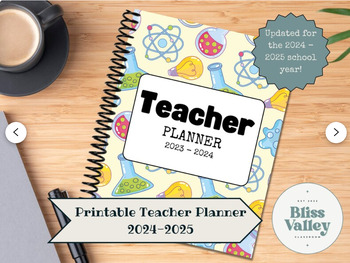Preview of Science Class Theme Printable Teacher Planner 2024 - 2025