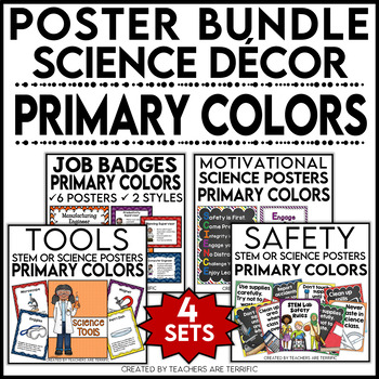 Preview of Science Decor Poster  Bundle in Primary Colors