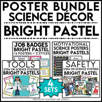 Preview of Science Decor Poster Bundle in  Bright Pastels