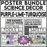 Science Decor Poster Bundle in Purple, Lime, and Bright Turquoise