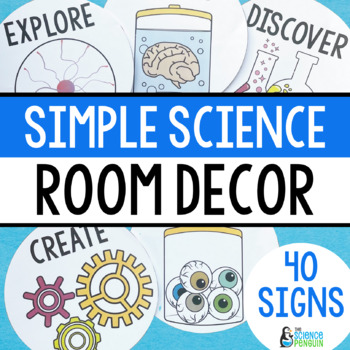 Preview of Science Lab Classroom Decor, Posters, & Bulletin Boards | Back to School STEM