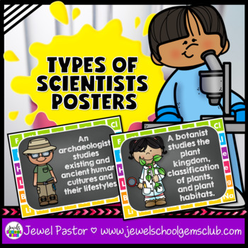 Preview of Science Classroom Decorations | Types of Scientists Bulletin Board Decor