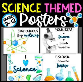 Preview of Science Classroom Motivational Posters | Science Themed Classroom Decor