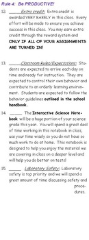 Preview of Science Classroom Procedures and Policies