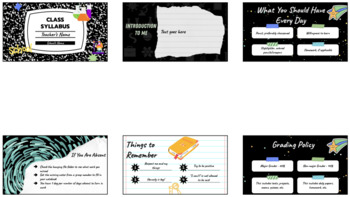Preview of Science Classroom Syllabus Slides FIRST DAY OF SCHOOL GOOGLE SLIDES