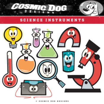 Science Clip Art Lab Tools Fun Cartoon Graphics by Cosmic Dog Designs