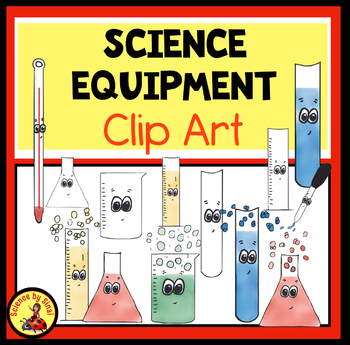 Fun Whimsical SCIENCE LAB EQUIPMENT CLIPART Glassware Color and Black line
