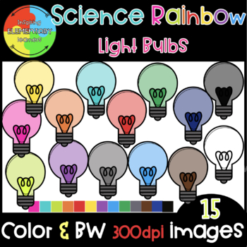 Preview of Science Clipart | Rainbow Light Bulbs Clip Art