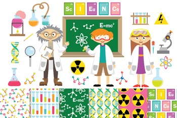 Preview of Science Clipart Vector & Digital Scrapbooking Papers Set