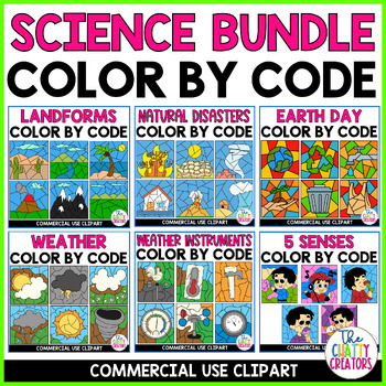 Preview of Science Color By Code Clipart Bundle