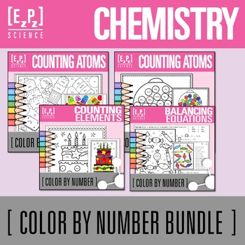 Preview of Chemistry Practice Problems Bundle | Science Color By Number Activity