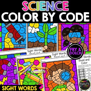 Preview of Science Color by Code Coloring Page Activity | Scientist | High Frequency Words