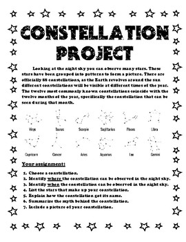 Preview of Science Constellation Project Research Science Constellations Research Project