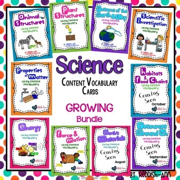 Preview of Science - Content Vocabulary Cards: GROWING Bundle