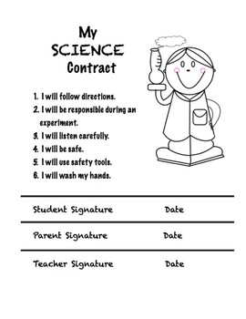 Science Contract by Sotelo Science For Kidz | TPT