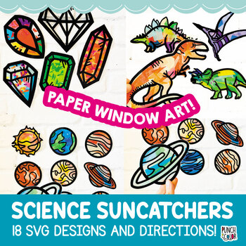 Preview of Science Craft Bundle | Dinosaur Craft | Planets Activity | Gemstone Lesson SVG