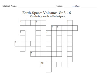 Preview of Science Crossword Puzzle: 3 to 6 Grades – Earth-Space Science - Volcanoes