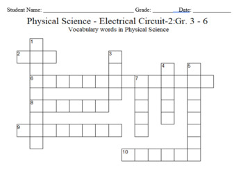 Electrical circuits crossword TPT