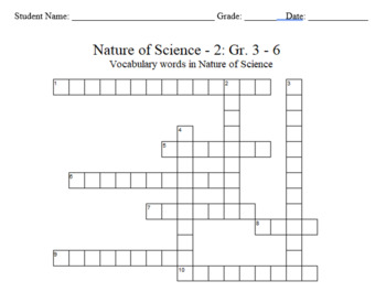 Preview of Science Crossword Puzzles: 3 to 6 Grades - Nature of Science - 2