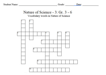 Preview of Science Crossword Puzzles: 3 to 6 Grades - Nature of Science - 3