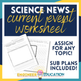 Science Current Event Worksheet: No-Prep Lesson +Sub Plan 