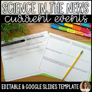Preview of Science Current Events Article Activity - Secondary Science