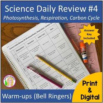 Preview of Science Daily Review #4 Photosynthesis, Respiration, Carbon Cycle